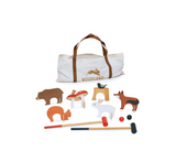 Juego de croquet con animales del bosque