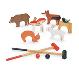 Juego de croquet con animales del bosque